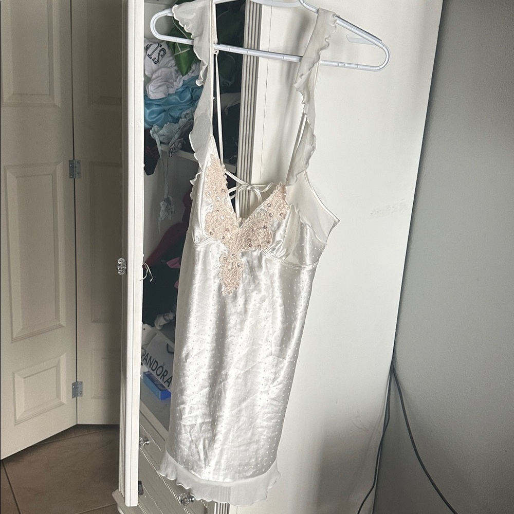 Elegant White Satin Slip Dress